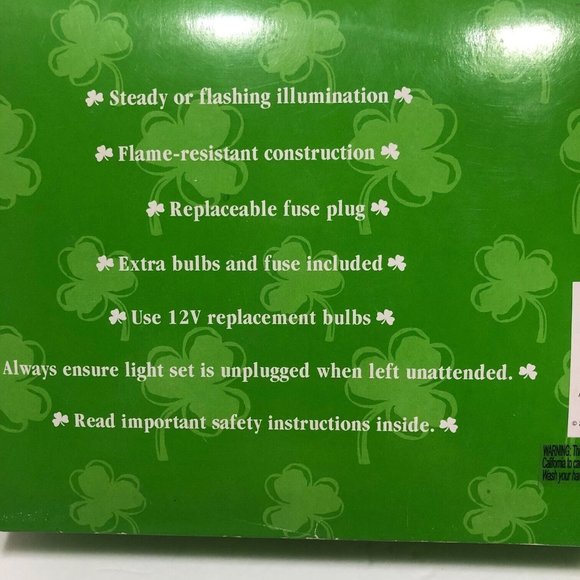 VTG St Patrick's Day Irish Shamrock String Light 10 Lights 11 Ft Works Party Bar - Picture 7 of 7